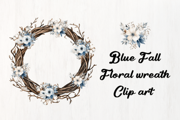 Download Blue Fall Wreath Clip Art - Blue fall Collection