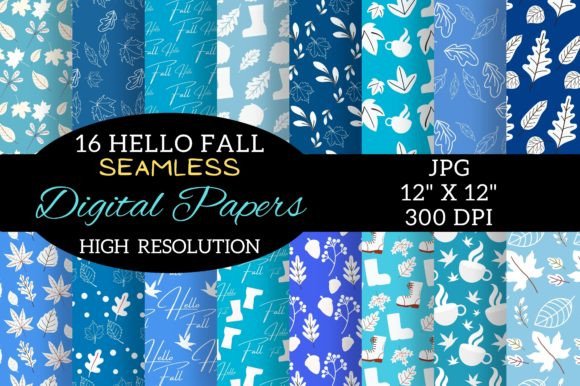 Download Blue Fall Digital Paper Patterns Design - Blue fall Collection