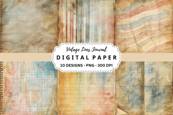 Download Vintage Lines Journal Digital Paper - Vintage lines Collection