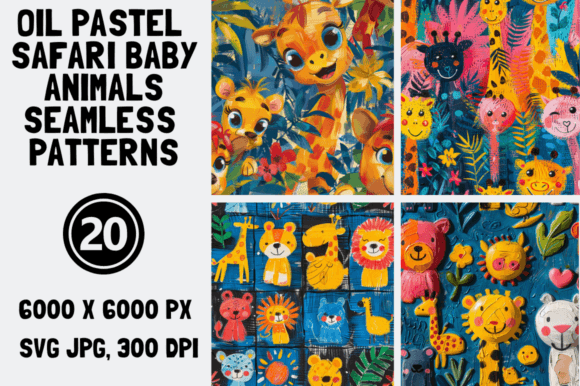 Download Safari Animals Oil Pastel Patterns - Pastel patterns Collection
