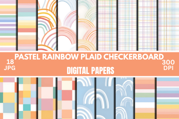 Download Pastel Rainbow Digital Paper Plaid Paper - Plaid paper Collection