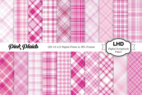 Download Digital Papers - Pink Plaid Paper Pack - Plaid paper Collection