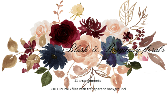 Download Burgundy &amp; Blue Fall Flower Clipart - Blue fall Collection