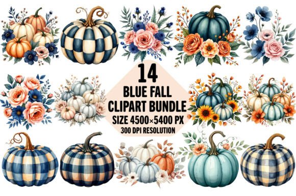Download Blue Fall Pumpkin and Floral Sublimation - Blue fall Collection