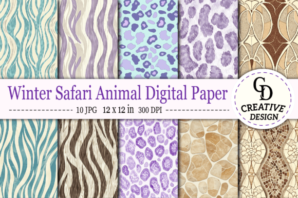 Download Winter Safari Animal Digital Paper - Safari animal digital paper Collection